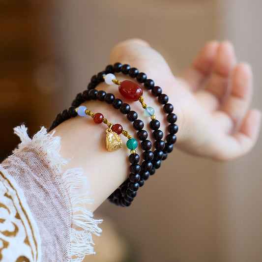 Natural Indian Authentic Pterocarpus Santalinus Bracelet108Old Materials Large Lacquer Beads Buddha Beads Bracelet Girlfriend Gifts