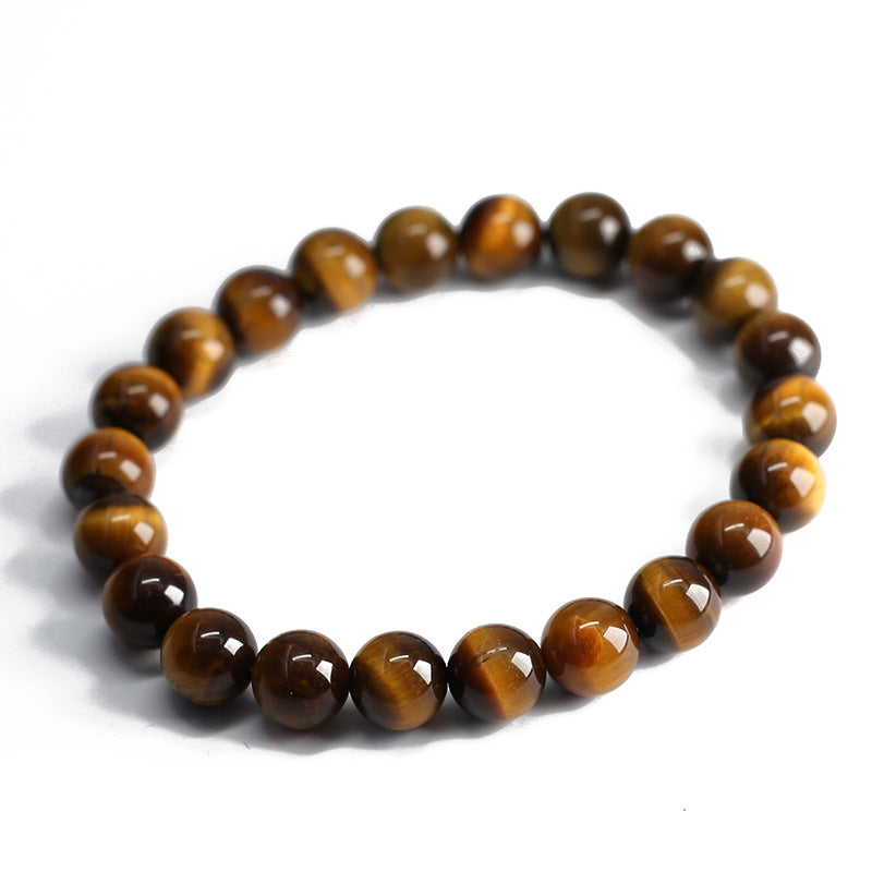 Jiaer Same Style Natural2A Premium Tiger Eye Stone Bracelet Wood Transformation Stone Tiger Clear Stone Bracelet High-end Couple Bracelet