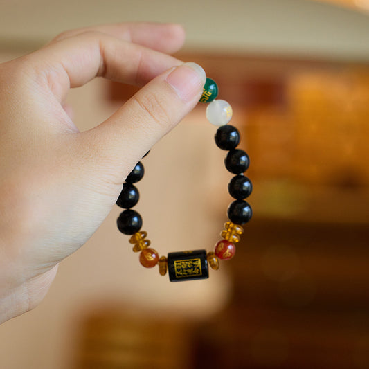 Temple Style Natural Agate Five Elements Bracelet Birth Year Five Elements Couple Zodiac Zodiac Year Bracelet Gift