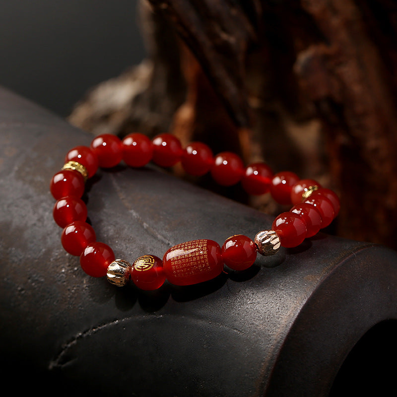 Zodiac Red Agate Bracelet with Green Agate Beads Unisex Jewelry