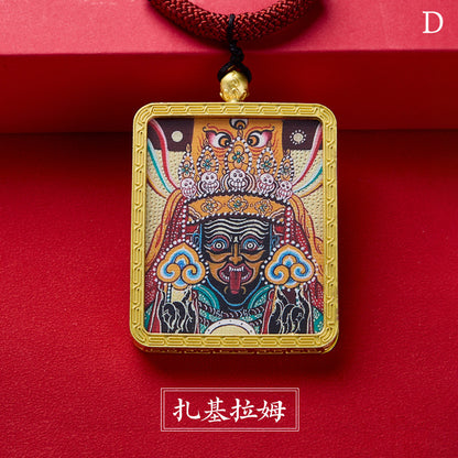 Tibetan Style Zakiram Zodiac Birth Year Buddha Hand-Painted Thangka Gawu Box Pendant Necklace for Men and Women Past Life and Current Life