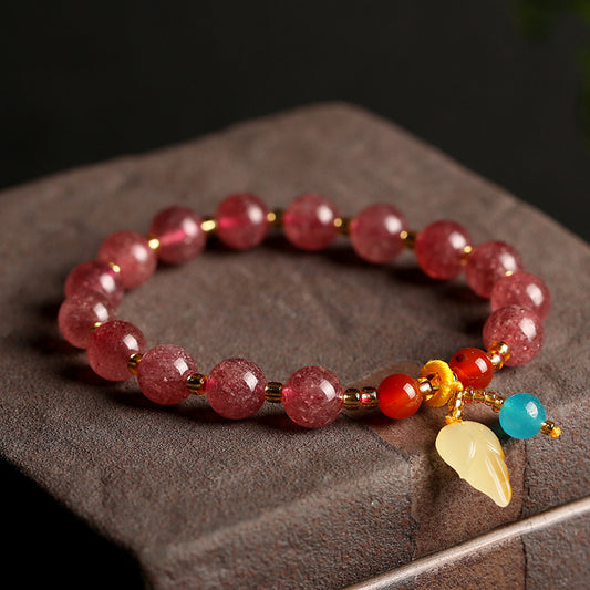 New Natural Multi-Color Amethyst Bracelet Amber South Red Agate Beaded Bracelet Simple Fashion Women's Jewelry Handmade Accessories