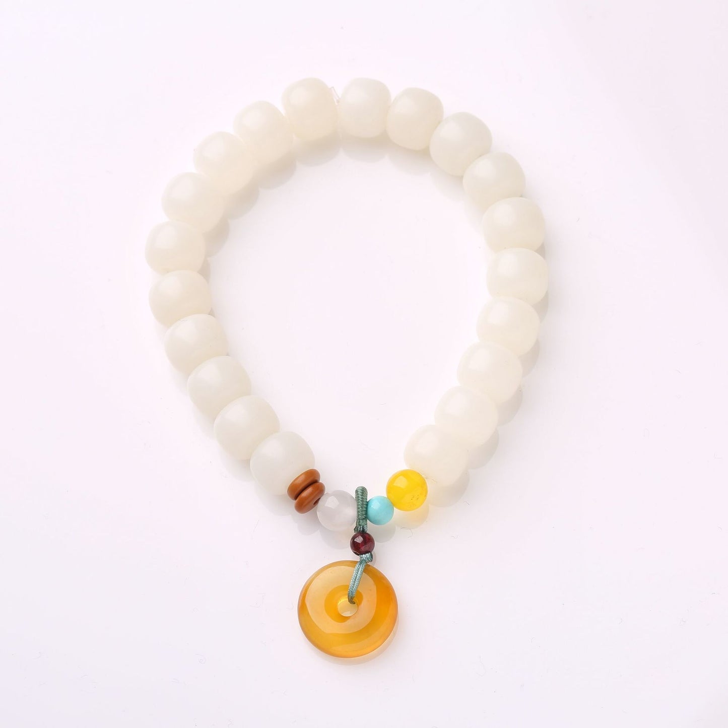 Natural Hainan White Jade Bodhi Bracelet Good Luck Peach Peace Buckle DIY Design Bracelet
