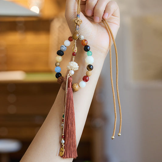 Temple Style Eighteen Seeds Car Hanging Peaceful Travel Bag Pendant Multi-Treasure Bodhi Bead Souvenir Pendant