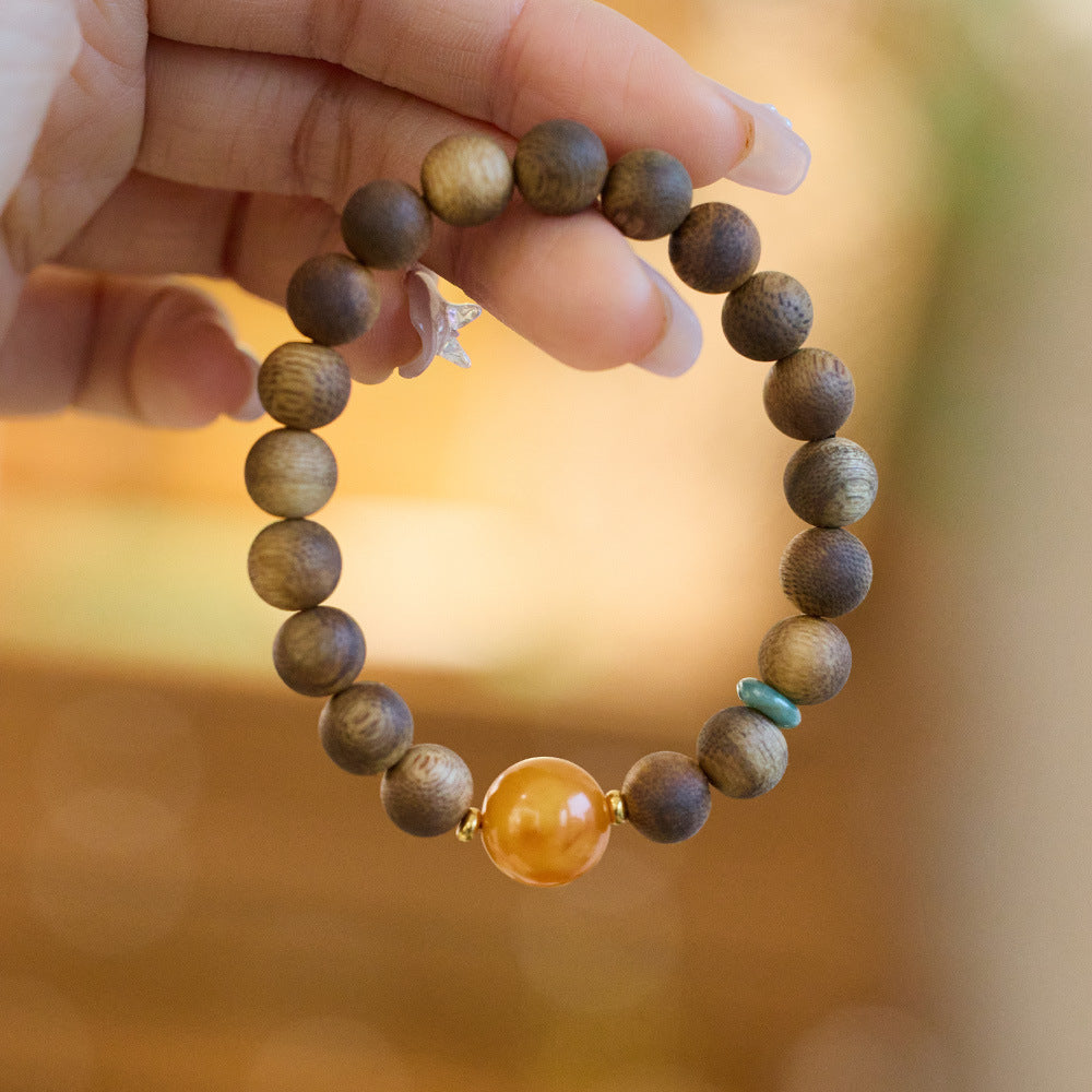 Hainan Natural Qinan Agarwood Bracelet South Red Pixiu Bodhisattva Agarwood Bead Bracelet Cultural Play Buddhist Beads