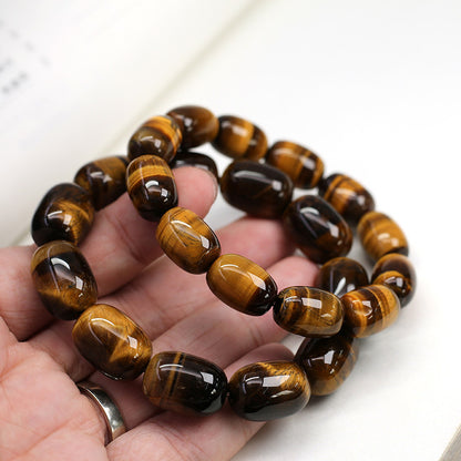 New Chinese Style Natural2A Tiger Eye Stone Bracelet Tiger Clear Cat Eye Wood Changer High-end Couple Bracelet