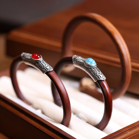 Tibetan Style Natural Wild Shannan Knotless Chicken Blood Vine Bracelet for Men and Women Couples with Knots Wooden Vine Bracelet Summer Ethnic Style