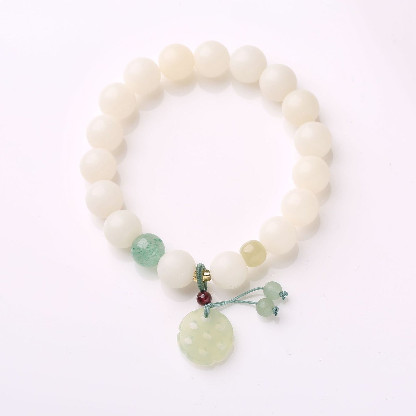 Natural Hainan White Jade Bodhi Bracelet Good Luck Peach Peace Buckle DIY Design Bracelet