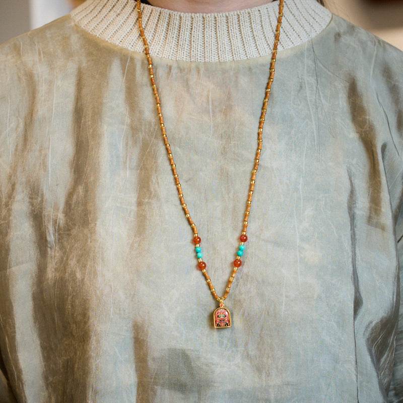 Tibetan Style Zakiram Zodiac Birth Year Buddha Necklace Thangka Gawu Box New Chinese Style Olive Stone Bamboo Knot Pendant