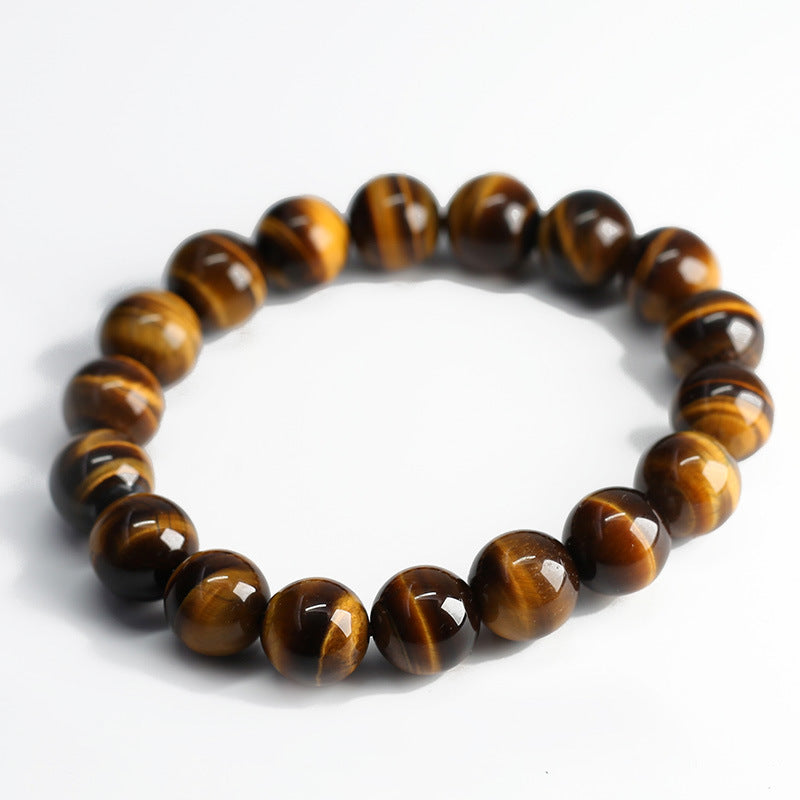 Jiaer Same Style Natural2A Premium Tiger Eye Stone Bracelet Wood Transformation Stone Tiger Clear Stone Bracelet High-end Couple Bracelet