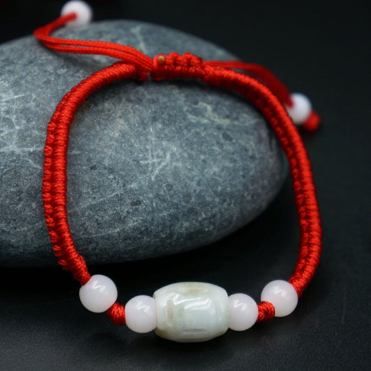 Jadeite Jade Red String Bracelet Red String Handmade Woven Bracelet for Zodiac Year Dragon Boat Festival Red String Gift Small Accessories