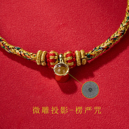2024Handgefertigtes Armband mit rotem Band für Männer und Frauen, Sternzeichen-Schutz-Buddha-Projektionsstein, Shurangama-Mantra, Sechs-Wort-Mantra, Zwölf-Sternzeichen-Schutzgottheit