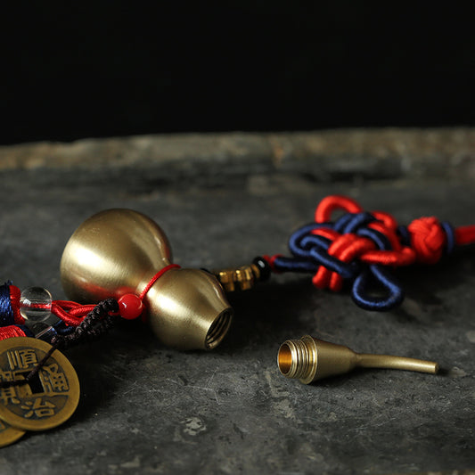 Pure Copper Gourd Five Emperor Coins Car Hanging Brass Copper Coin Gourd Car Hanging Ornament Decoration