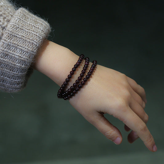 Natural Garnet Bracelet for Women Rose Red Garnet Three Circle Bracelet Simple Design Bracelet