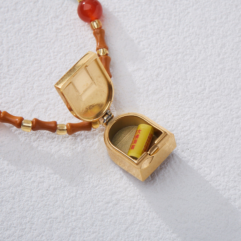 Tibetan Style Zakiram Zodiac Birth Year Buddha Necklace Thangka Gawu Box New Chinese Style Olive Stone Bamboo Knot Pendant