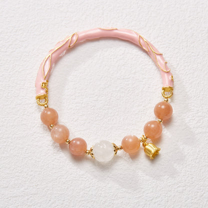 Xiangji Armband aus natürlichem Sonnenstein im gleichen Stil, Halbwertszeit, für Damen, Maiglöckchen-Blumen-Wunsch-Halbarmband, Geschenk für die beste Freundin