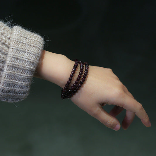Natural Garnet Bracelet for Women Rose Red Garnet Three Circle Bracelet Simple Design Bracelet