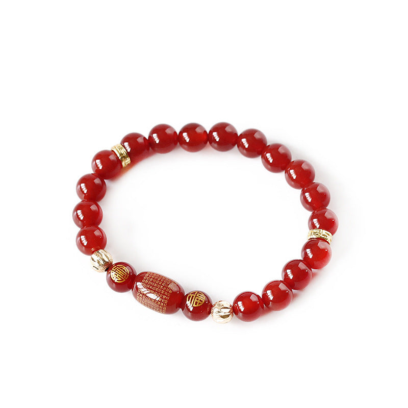Zodiac Red Agate Bracelet with Green Agate Beads Unisex Jewelry
