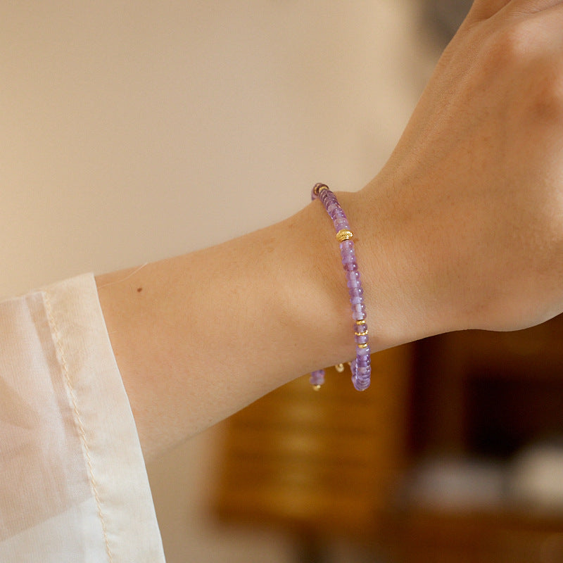 Natural Amethyst Bracelet for Women Nine Purple Fire Calculation Plate Beads OT Crystal Bracelet Gift