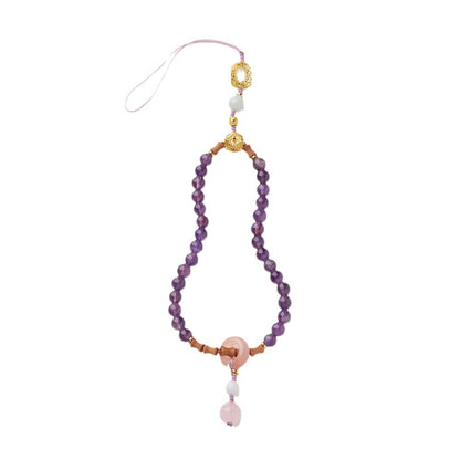 Nine Purple Fire Keychain Phone Pendant Zodiac Year Bracelet for Women Natural Amethyst Dragon Year Small Sugar Cube Design