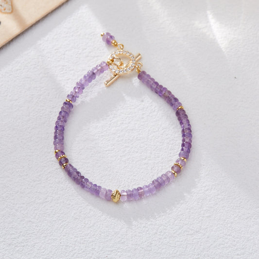 Natural Amethyst Bracelet for Women Nine Purple Fire Calculation Plate Beads OT Crystal Bracelet Gift