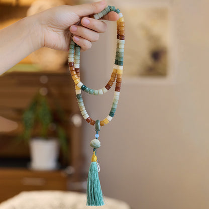 Dunhuang Wen Tian Weathered White Jade Bodhi Root Bracelet Play Bodhi Seed Bracelet Buddhist Beads Prayer Beads Sweater Chain Dual-use Style