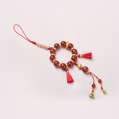 New Chinese Style Cultural and Creative Nezha Ao Bing Red Agate Phone Chain Red and Blue CP Large Paint Design Bag Hanging Pendant