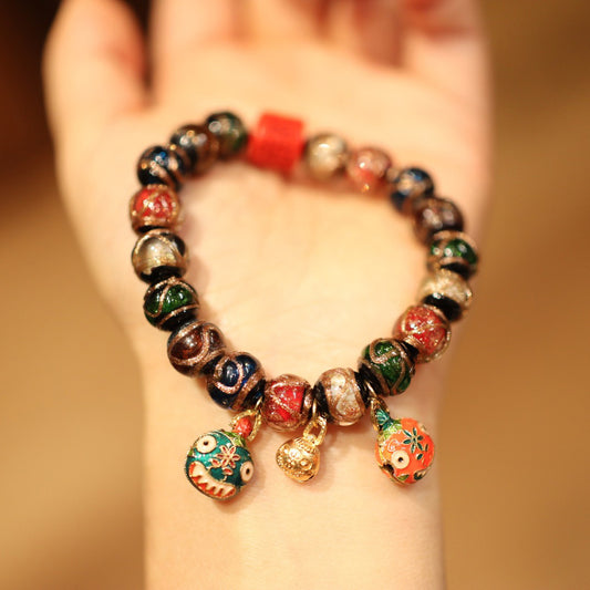Incense Ash Glaze Bracelet Zodiac Year Twelve Zodiac Bracelet Ancient Method Multi-Treasure Gold-Swallowing Beast Beijing Palace Family of Three