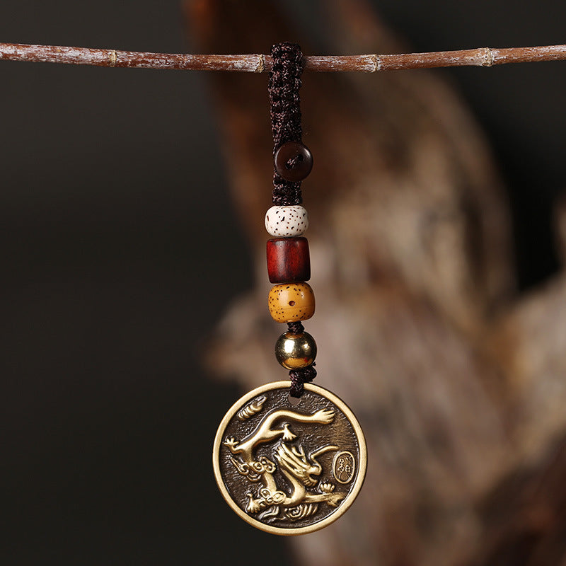 Brass Zodiac Keychain Zodiac Year Copper Pendant Car Hanging Ornament Gift