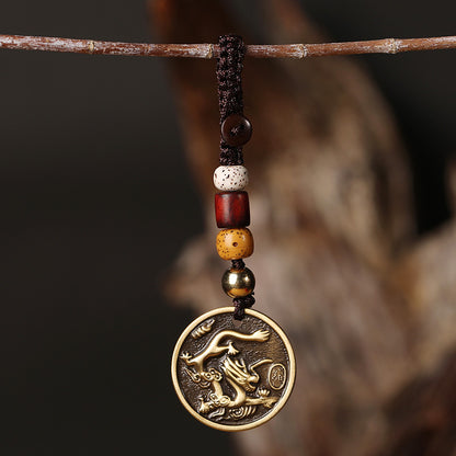 Brass Zodiac Keychain Zodiac Year Copper Pendant Car Hanging Ornament Gift