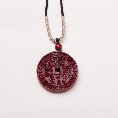 Mountain Ghost Money Necklace Raw Ore High Content Purple Gold Sand Emperor Sandstone Necklace Birth Year Cinnabar Pendant Pendant