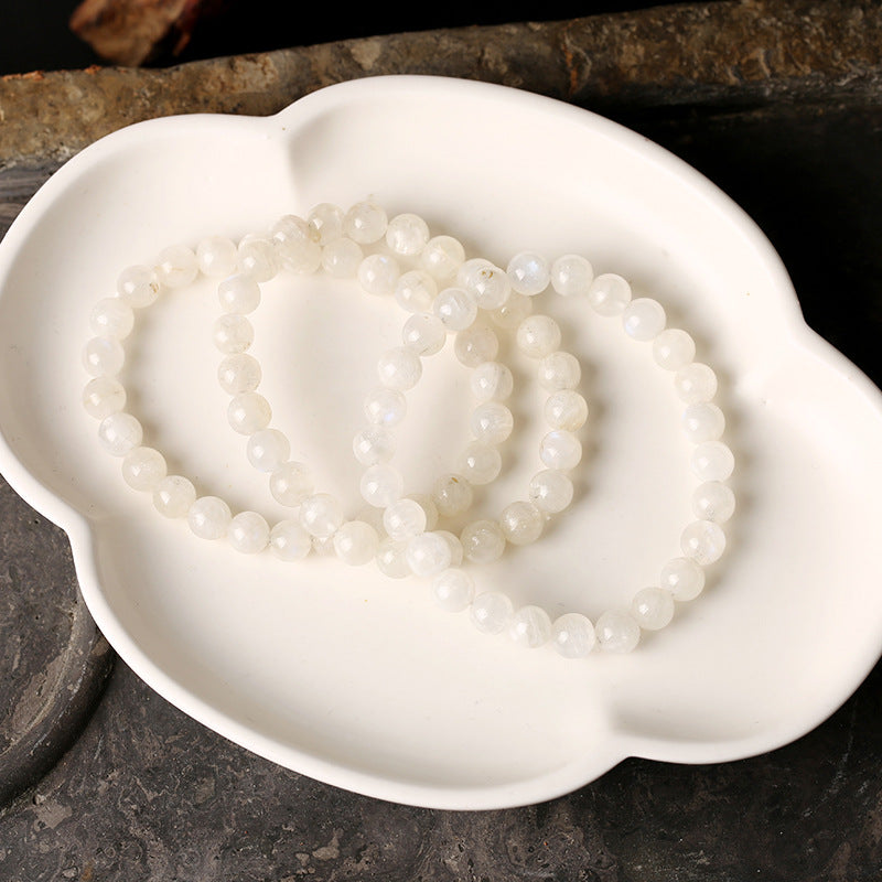 Brazilian Natural White Moonstone Bracelet Original DIY Single Circle Bracelet for Women Moonstone Jewelry Accessories