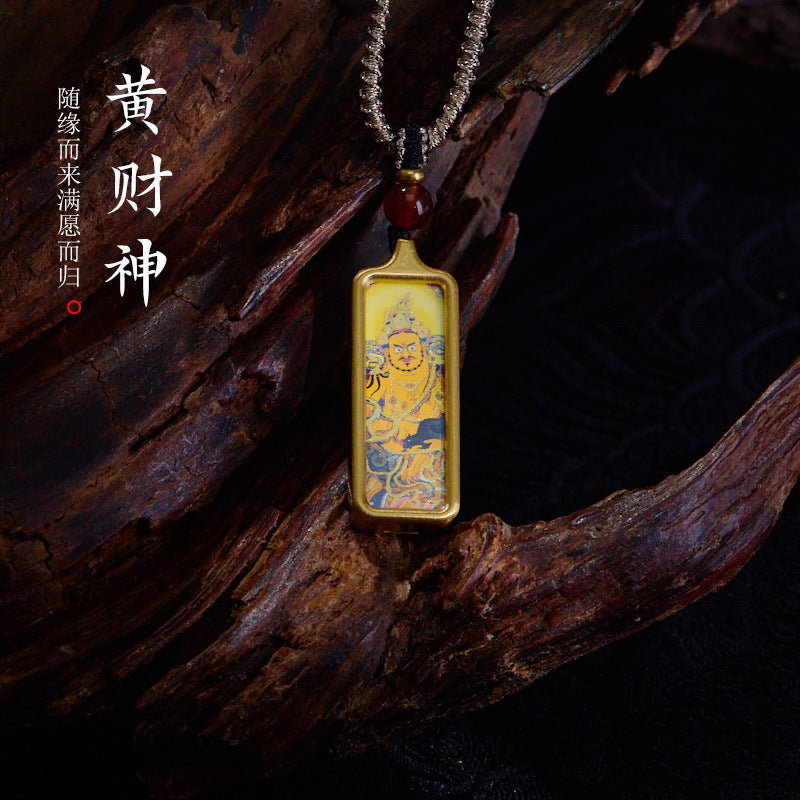 Tibetan Style Zakiram Zodiac Birth Year Buddha Hand-Painted Thangka Gawu Box Pendant Necklace for Men and Women Past Life and Current Life