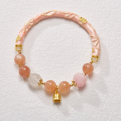 Xiangji Armband aus natürlichem Sonnenstein im gleichen Stil, Halbwertszeit, für Damen, Maiglöckchen-Blumen-Wunsch-Halbarmband, Geschenk für die beste Freundin