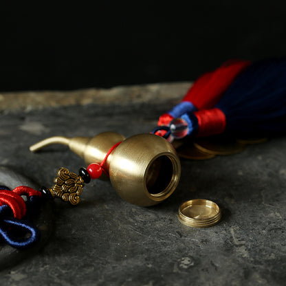 Pure Copper Gourd Five Emperor Coins Car Hanging Brass Copper Coin Gourd Car Hanging Ornament Decoration