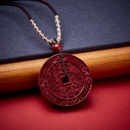 Mountain Ghost Money Necklace Raw Ore High Content Purple Gold Sand Emperor Sandstone Necklace Birth Year Cinnabar Pendant Pendant