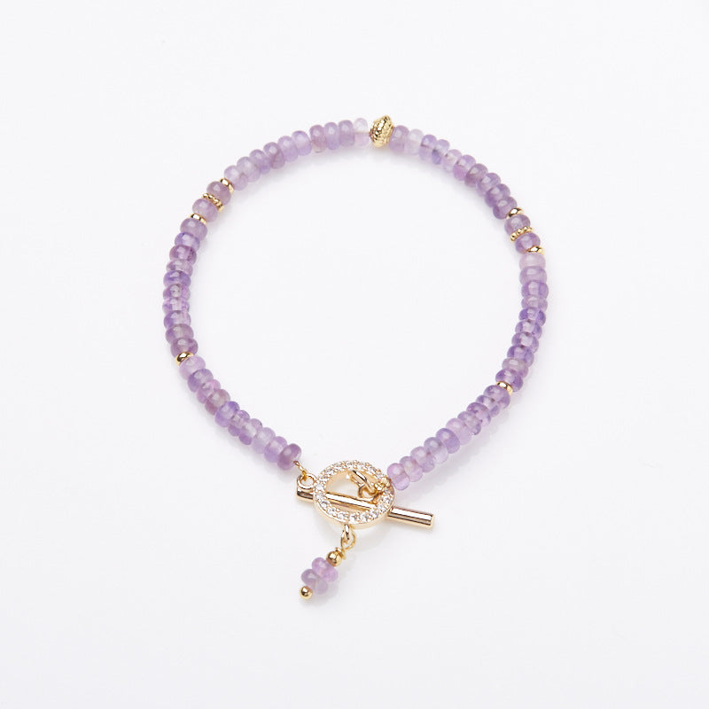 Natural Amethyst Bracelet for Women Nine Purple Fire Calculation Plate Beads OT Crystal Bracelet Gift