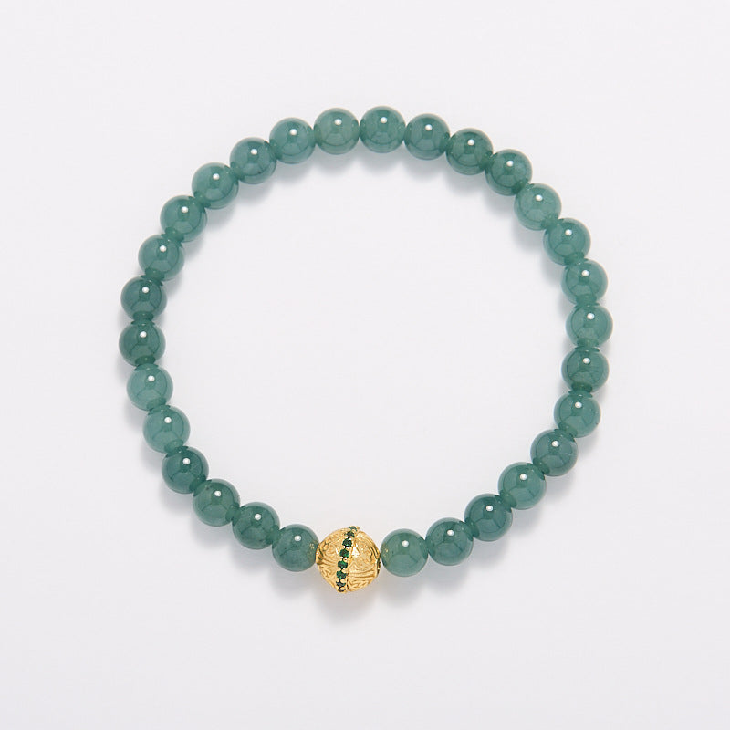 Natural Source6MM Blue Water Jade Bracelet for Women with Filigree Enamel and Lucky Jade A Handmade Bracelet