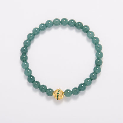 Natural Source6MM Blue Water Jade Bracelet for Women with Filigree Enamel and Lucky Jade A Handmade Bracelet