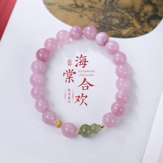 Same Style Purple Chalcedony Hetian Jade Gourd Bracelet S925Silver Scroll Grass Pattern Begonia and Albizia Bracelet
