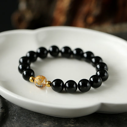 Original Design Niche Obsidian White Crystal Bracelet Gold-Plated Dragon Ball Good Luck Bracelet for Men and Women Couples Gift
