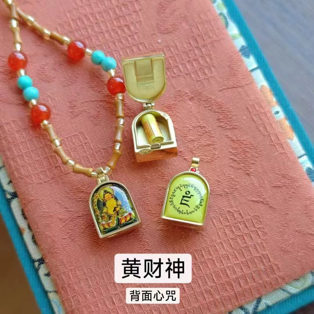 Tibetan Style Zakiram Zodiac Birth Year Buddha Necklace Thangka Gawu Box New Chinese Style Olive Stone Bamboo Knot Pendant