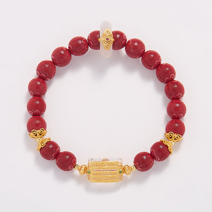 Xiangxi Original Mine High Content Imperial Cinnabar Bracelet Five Strands Ancient Method Velvet Cinnabar High-end Bracelet