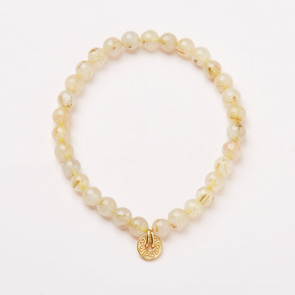 Natural6MM Gold Hair Crystal Bracelet for Women, Attracts Wealth, Coin Bracelet with High-end Feel, New Chinese Style Crystal Bracelet