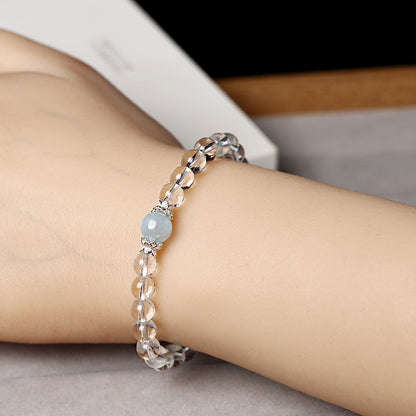 Original Design Niche White Crystal Bracelet Fashion Simple Style Aquamarine Women S925Sterling Silver Jewelry Bracelet