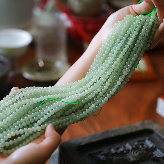 Customized Processing Natural Hetian Jade DIY Accessories Round Beads Loose Beads108Jade Bead Bracelet Accessories