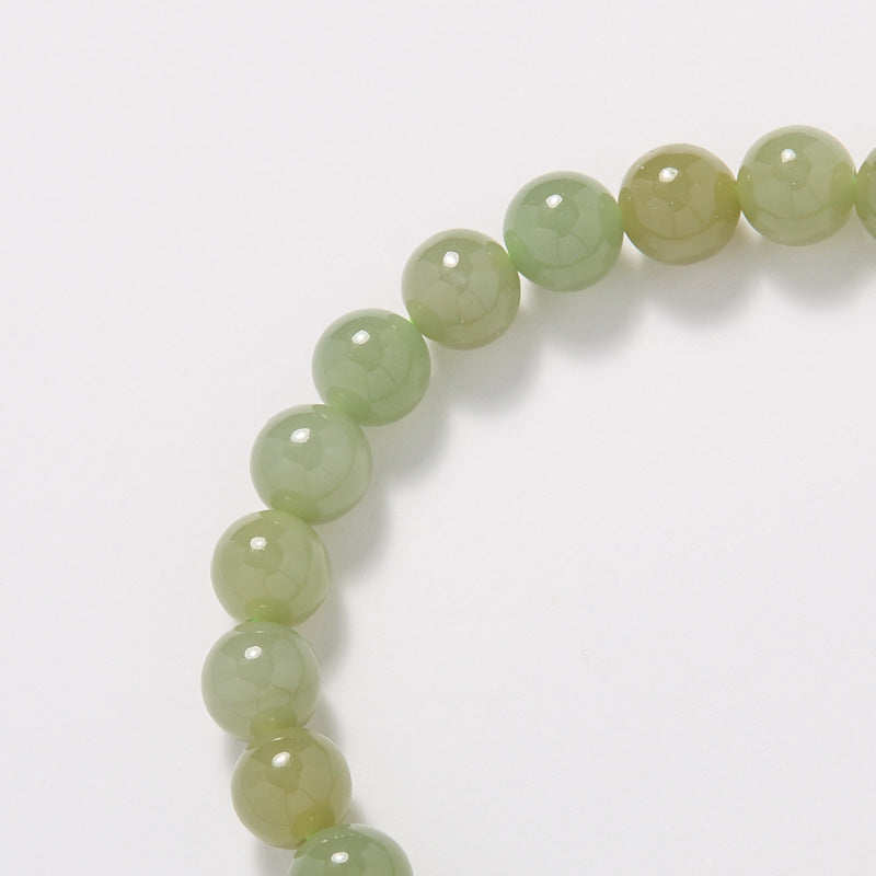 Natural8MM Hetian Jade Bracelet for Women S925Silver Bell Green Turquoise Square Jade Bracelet Gift for Best Friend