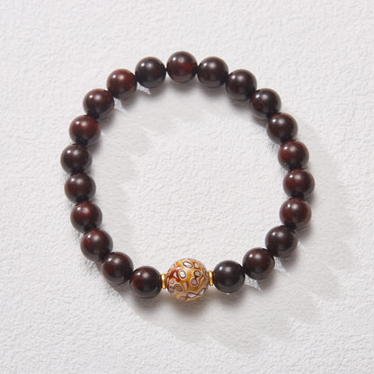 Natural Small Leaf Red Sandalwood Bracelet Authentic Old Material Sandalwood Buddha Beads Unisex Five-Way Five-Element Beads Wenwan Play Bracelet