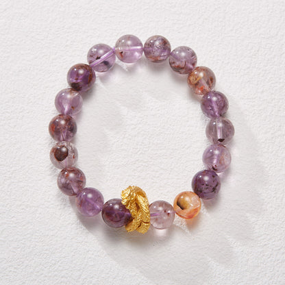 Natural Purple Phantom Bracelet for Women Purple Treasure Bowl Nine Purple Fire Good Luck Crystal Bracelet Valentine's Day Gift