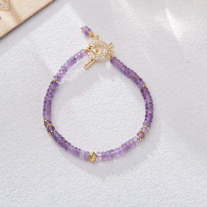 Natural Amethyst Bracelet for Women Nine Purple Fire Calculation Plate Beads OT Crystal Bracelet Gift